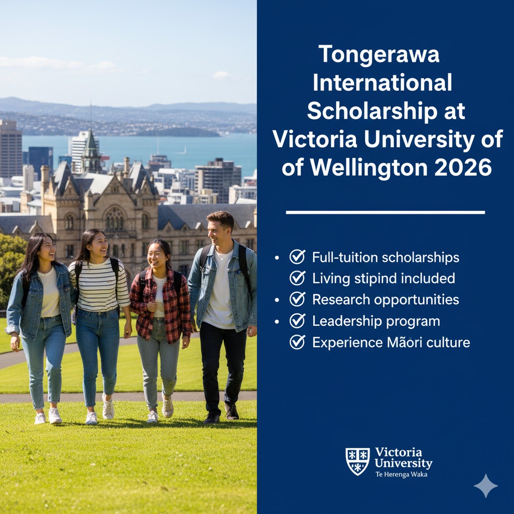 Study in New Zealand: Tongarewa International Scholarship 2026 at Victoria University of Wellington